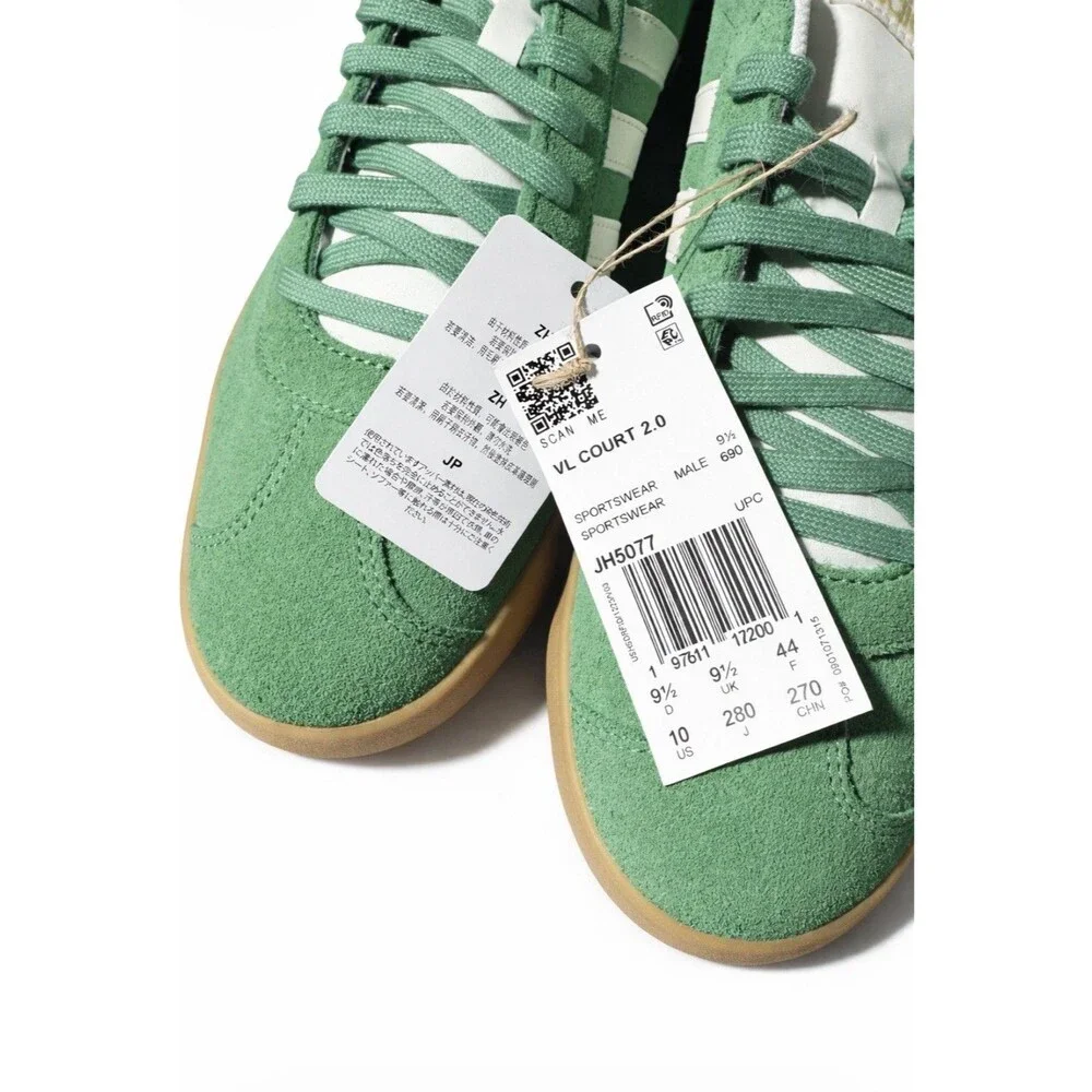 adidas VL Court 2.0 Green Suede Men's Sneakers US Size 10 Casual Lightweight